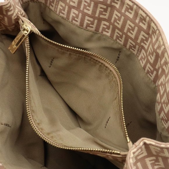 FENDI Zucchino Zucca pattern tote bag handbag canvas leather pink beige 8BH133 - Picture 9 of 10